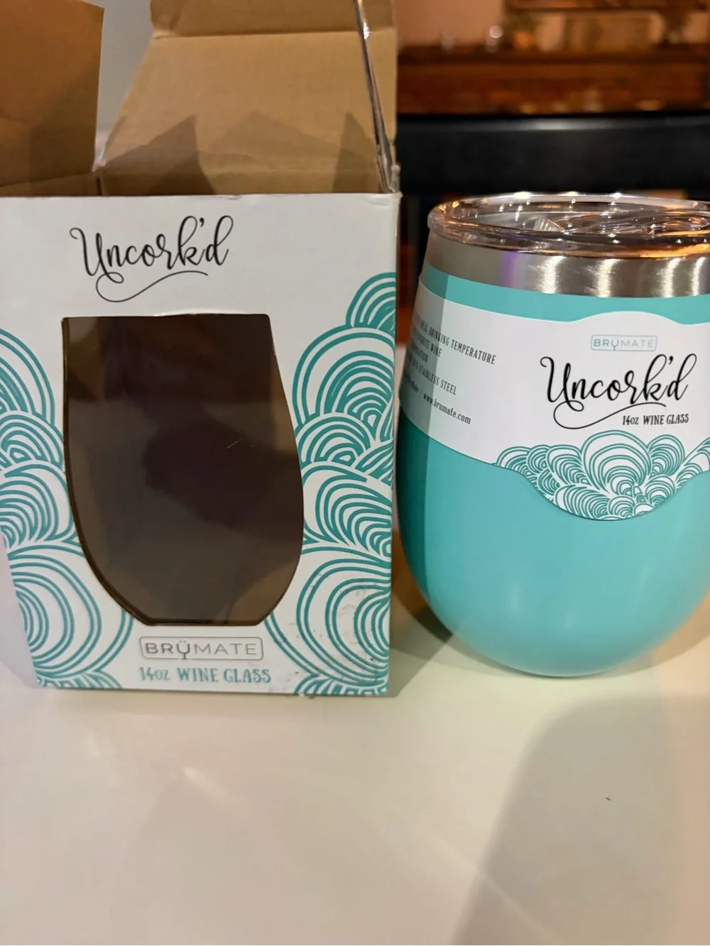Uncork'd Turquoise 14oz Insulated Wine Glass by